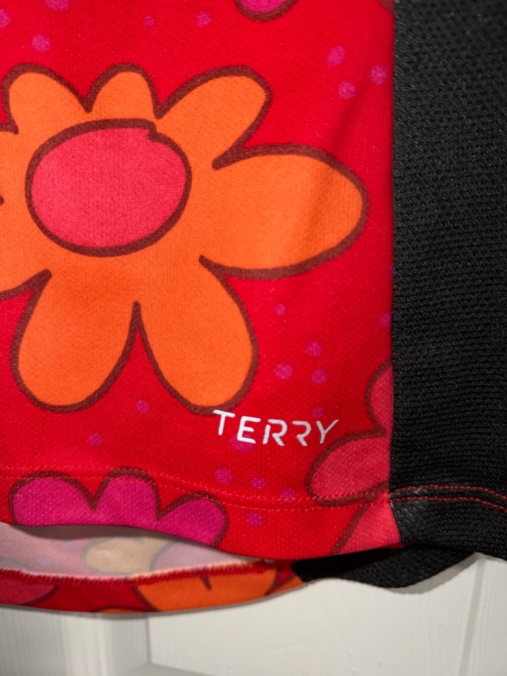 Terry Bright Red Floral Zip-Front Sleeveless Cycling Tank - L - Picture 3 of 9